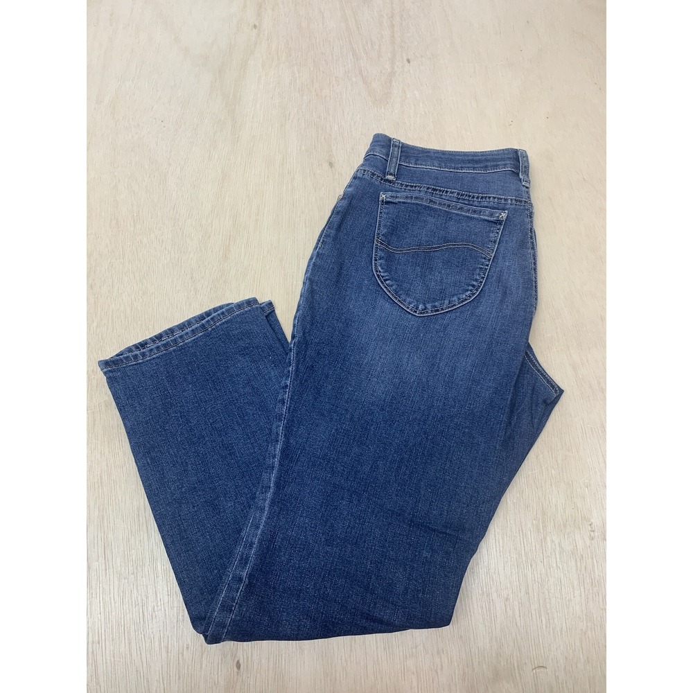 Lee Riders Jeans Women's 14 Approx 34x27 Midrise Straight Leg Dark Blue Denim - Picture 3 of 9
